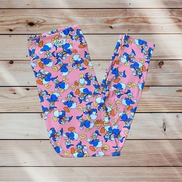 LuLaRoe Womens TC Pink Disney’s Donald Duck Ankle-Length Leggings Adult XL Comfy - Picture 8 of 15